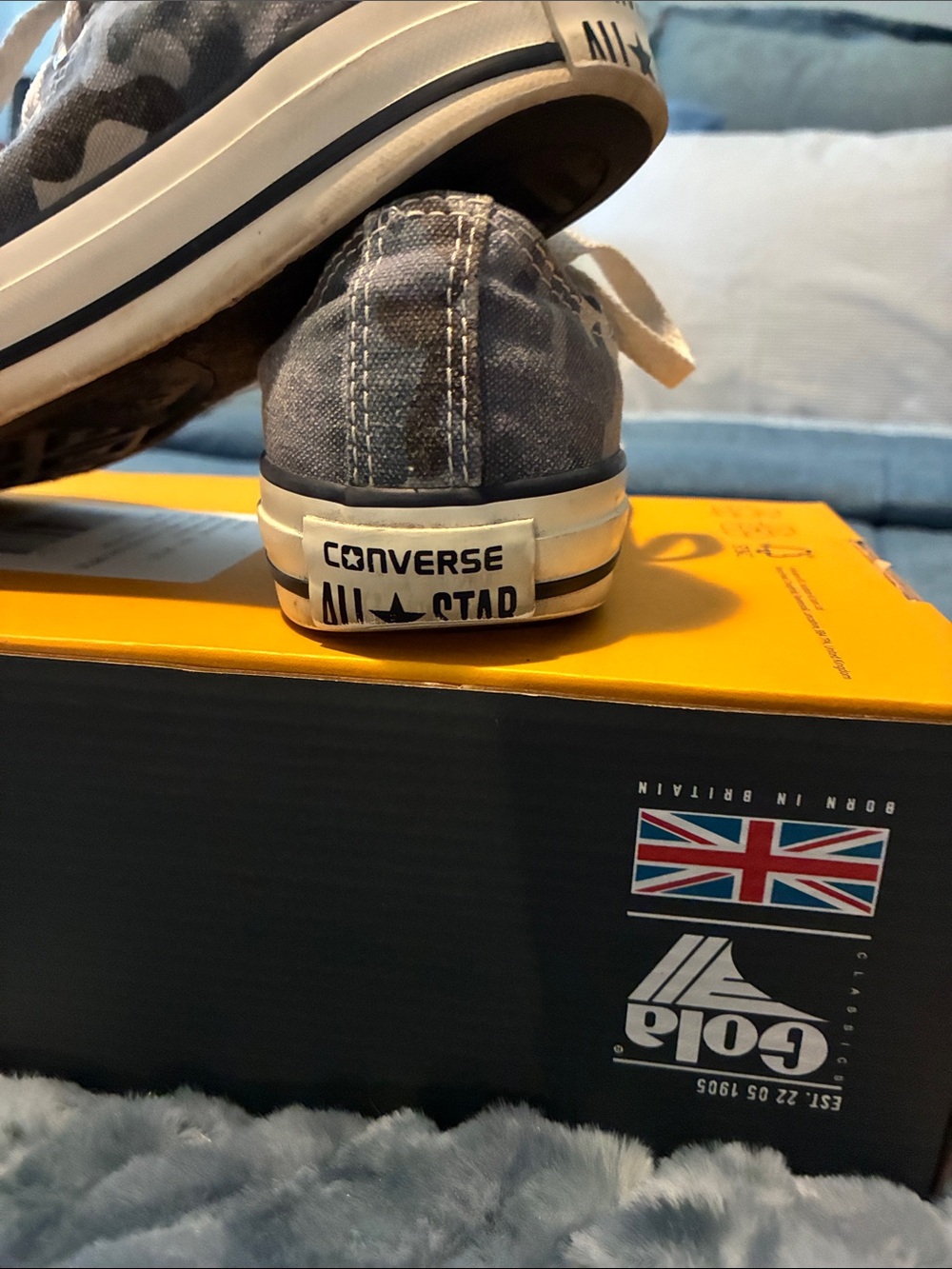 Converse Women Blue and Gray Camo Low Top Sneakers - Picture 8 of 8